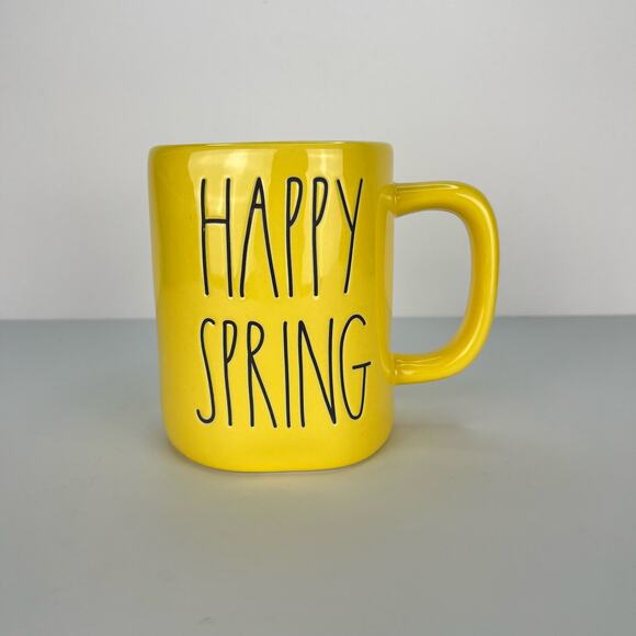 Rae Dunn Happy Spring Mug Artisan Collection Coffee Cup Yellow/Black 12ounce - Picture 1 of 8